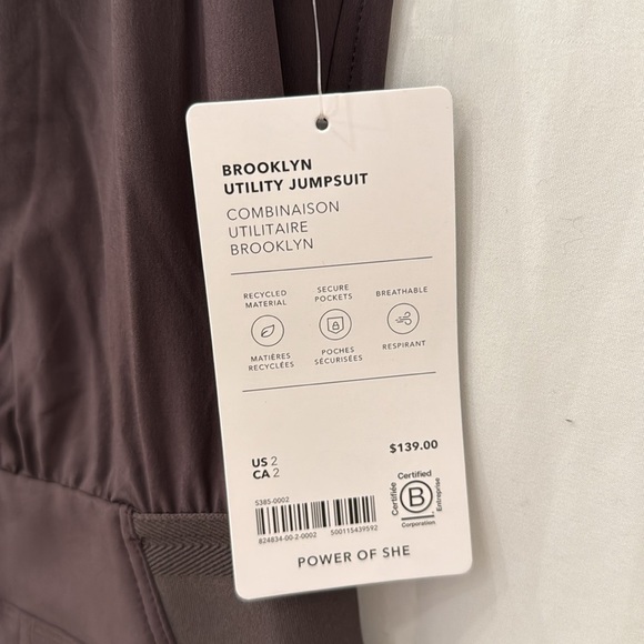 New Athleta 12 Brooklyn Utility Jumpsuit Shale Size 2 - Picture 10 of 12